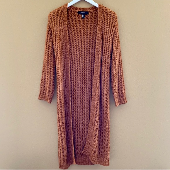 Forever 21 Sweaters - Forever 21 Wool Cardigan Duster in Rust Orange